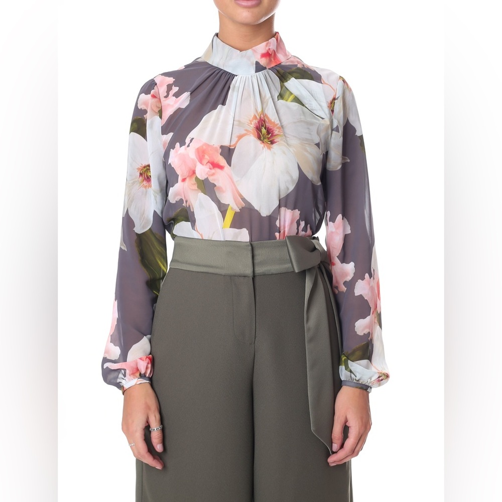 New TED BAKER Tily Chatsworth Bloom Ruched Blouse (Ted Size 3)